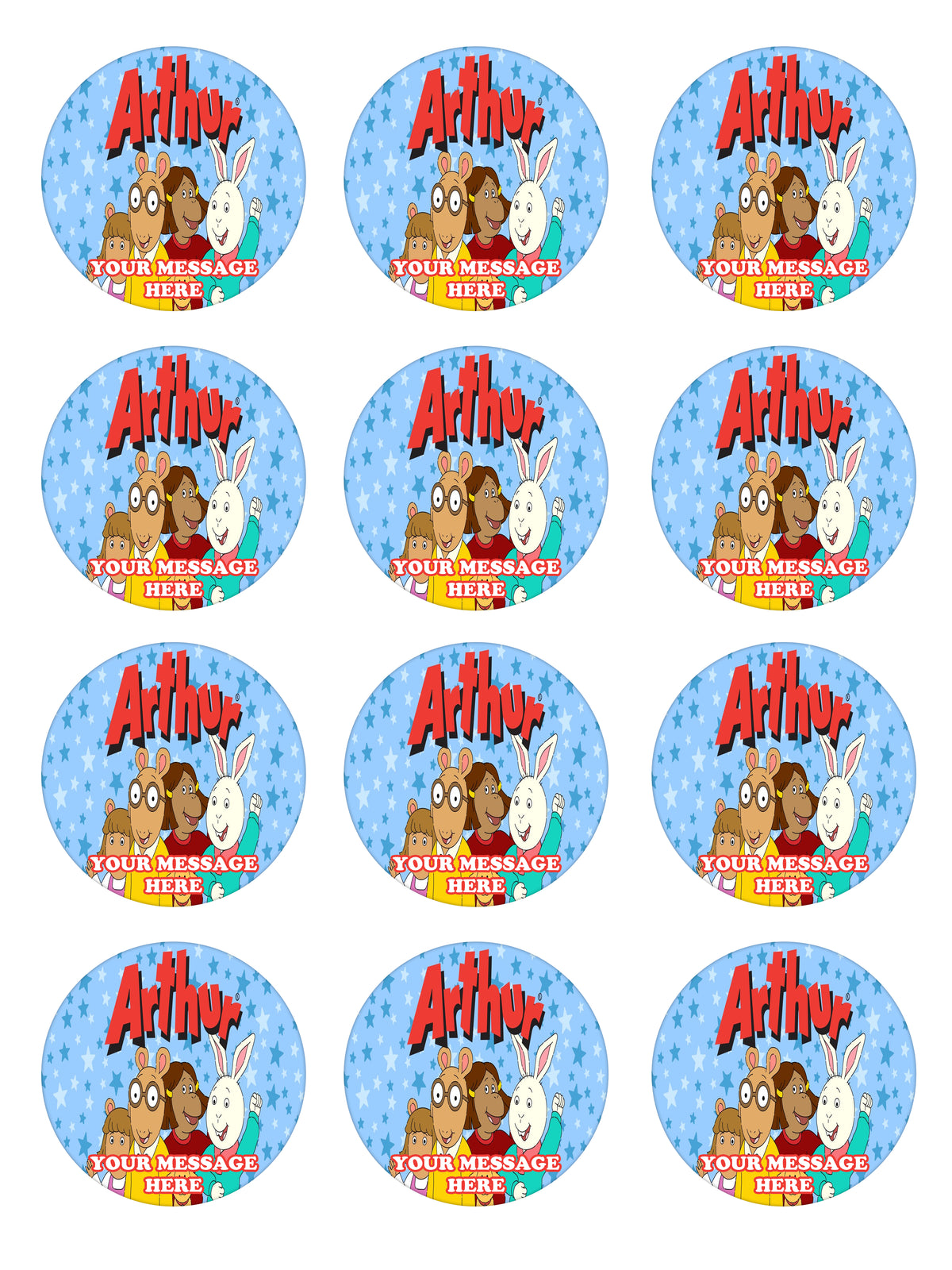 Arthur Party Favors Supplies Decorations Stickers 12 Pcs
