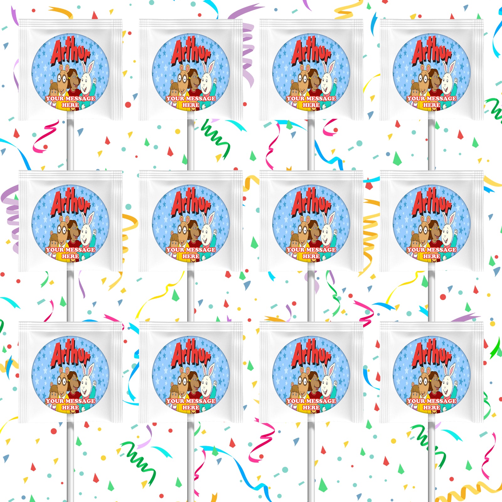 Arthur Lollipops Party Favors Personalized Suckers 12 Pcs