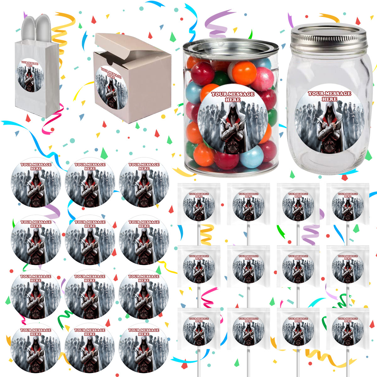 Assassin&#39;s Creed Party Favors Supplies Decorations Stickers 12 Pcs