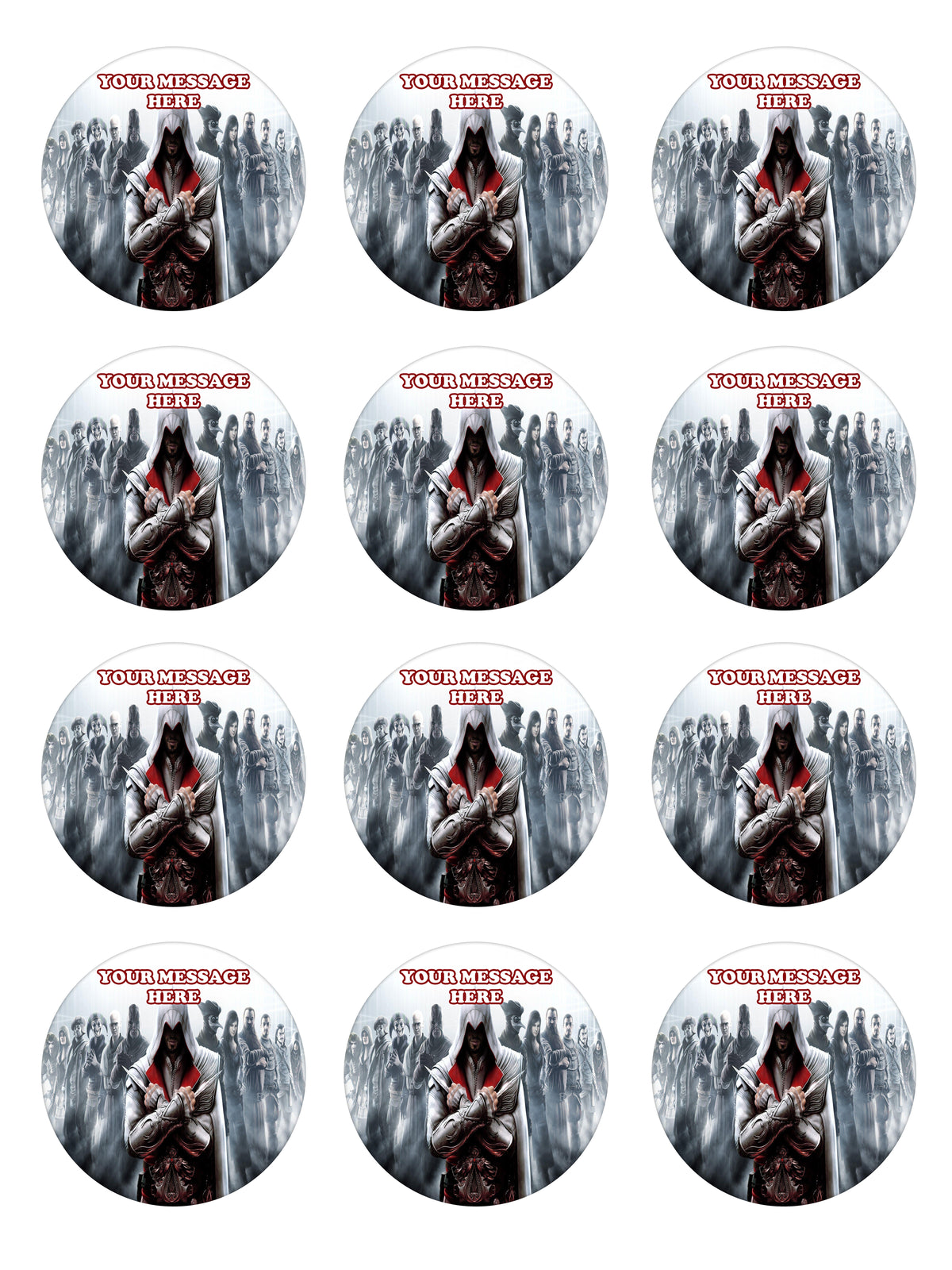 Assassin's Creed Edible Cupcake Toppers (12 Images) Cake Image Icing Sugar Sheet