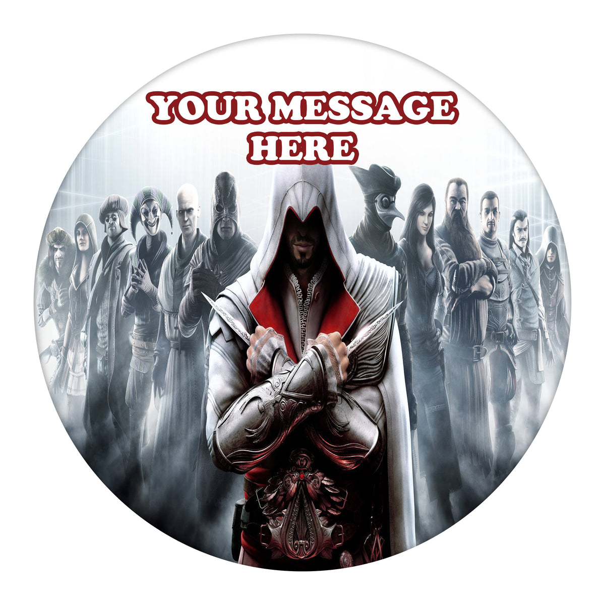 Assassin's Creed Edible Image Cake Topper Personalized Birthday Sheet Custom Frosting Round Circle