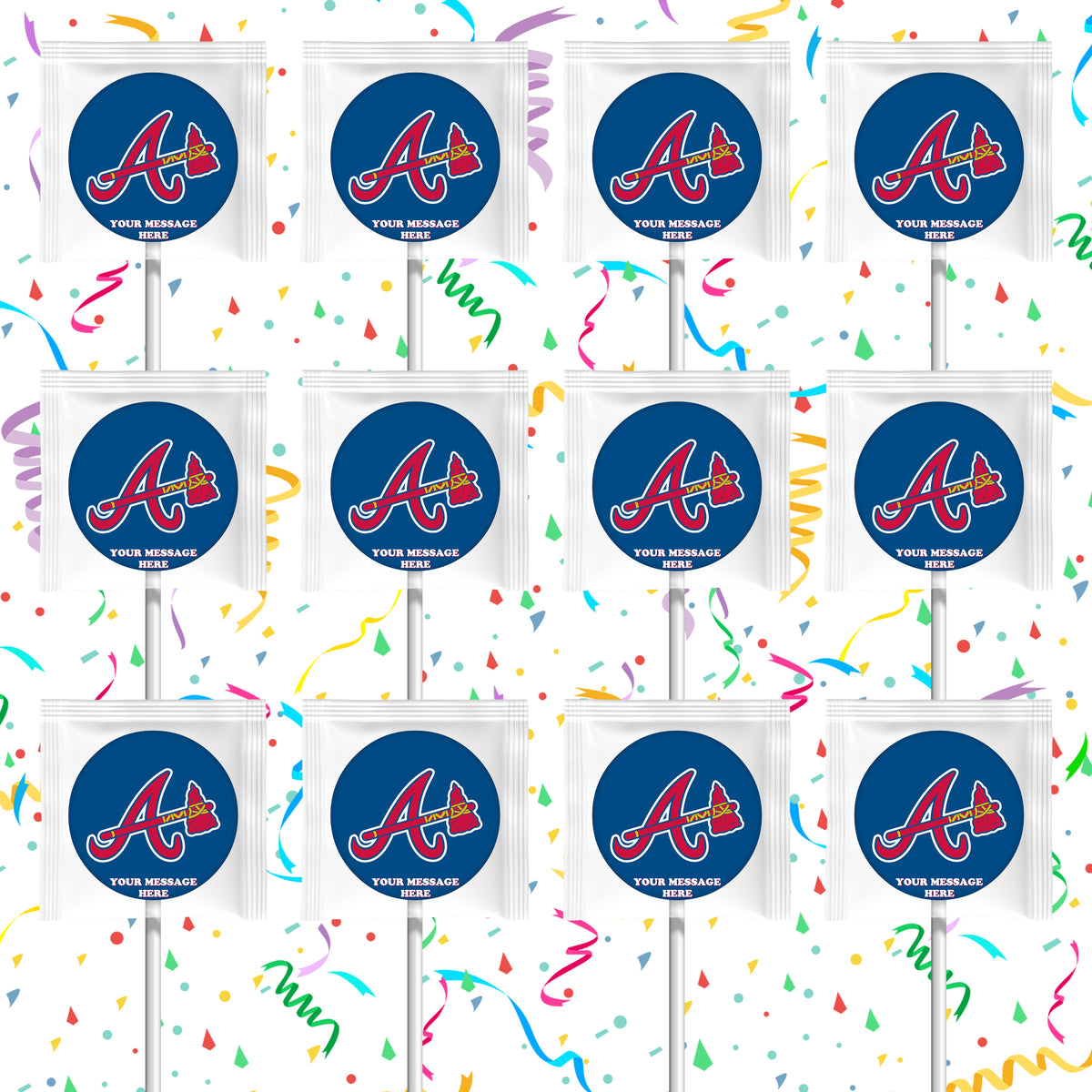 Atlanta Braves Lollipops Party Favors Personalized Suckers 12 Pcs