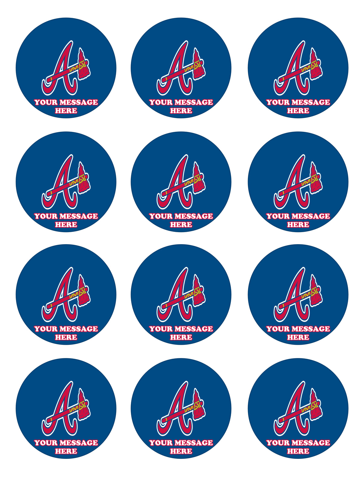 Atlanta Braves Edible Cupcake Toppers (12 Images) Cake Image Icing Sugar Sheet