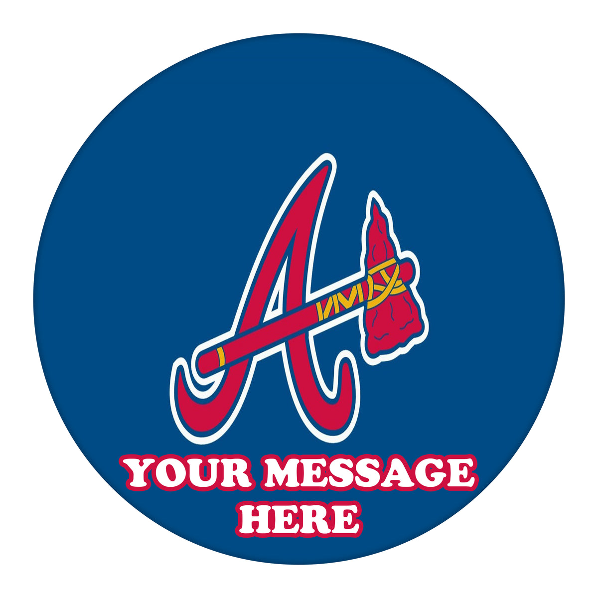 Atlanta Braves Edible Image Cake Topper Personalized Birthday Sheet Custom Frosting Round Circle