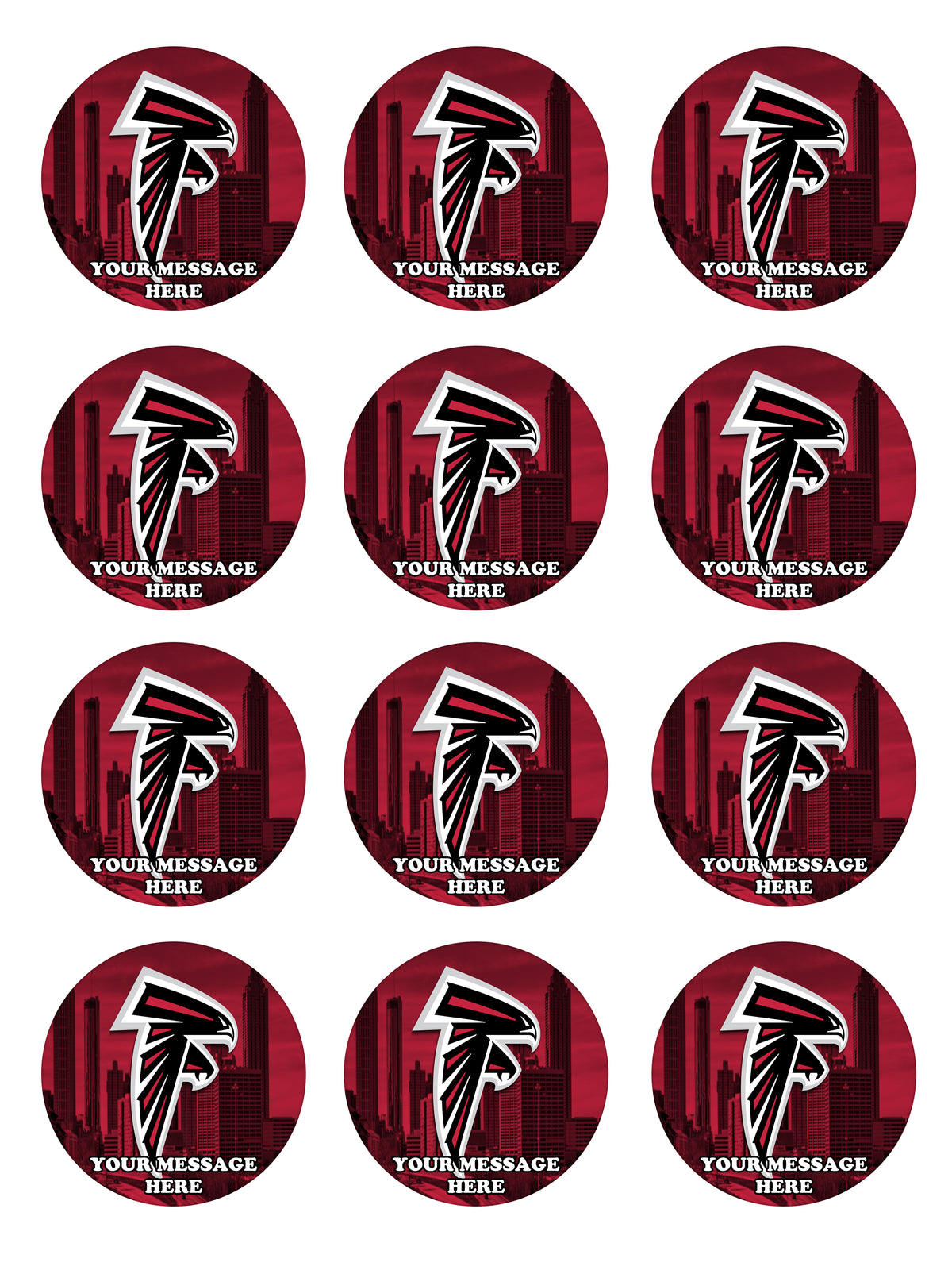 Atlanta Falcons Edible Cupcake Toppers (12 Images) Cake Image Icing Sugar Sheet