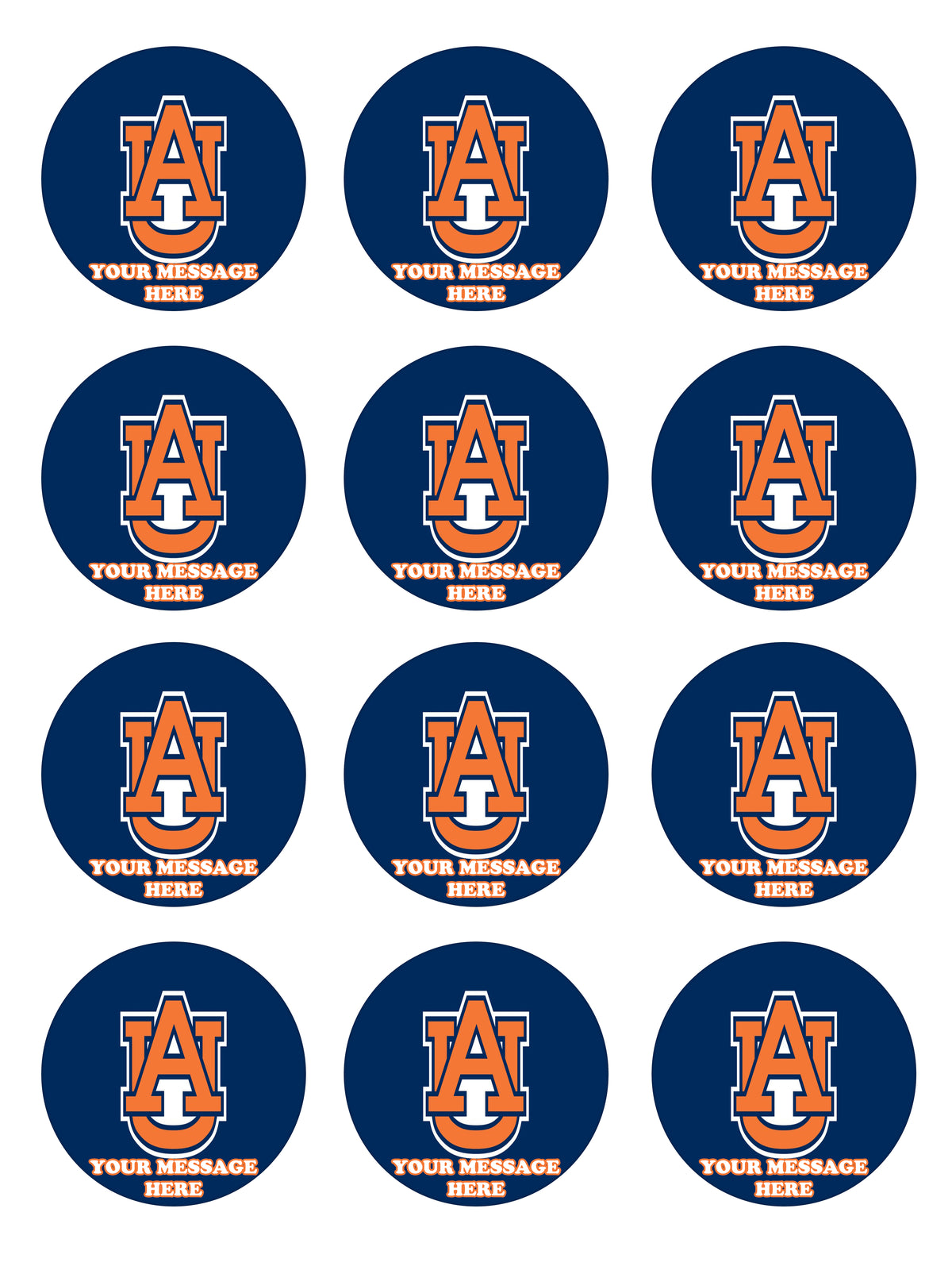 Auburn University Edible Cupcake Toppers (12 Images) Cake Image Icing Sugar Sheet