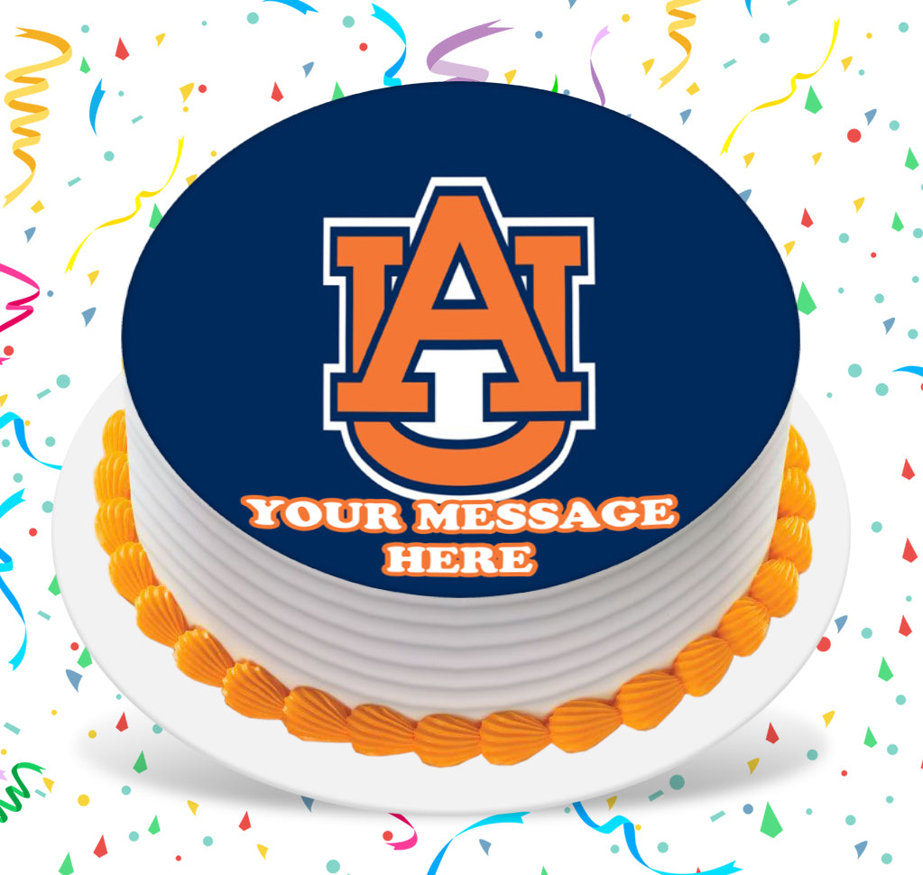 Auburn University Edible Image Cake Topper Personalized Birthday Sheet Custom Frosting Round Circle