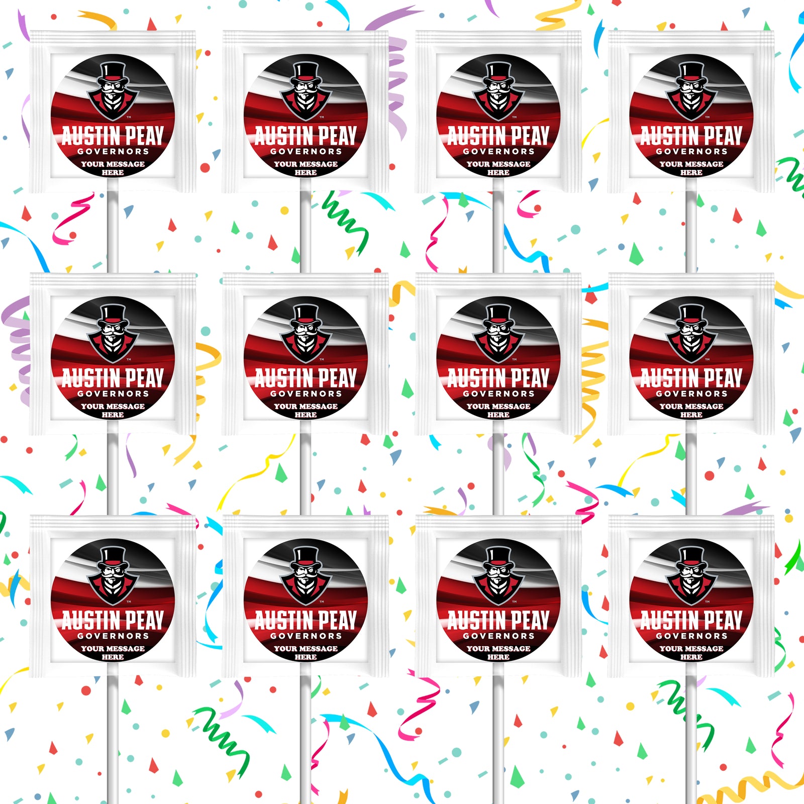 Austin Peay Governors Lollipops Party Favors Personalized Suckers 12 Pcs