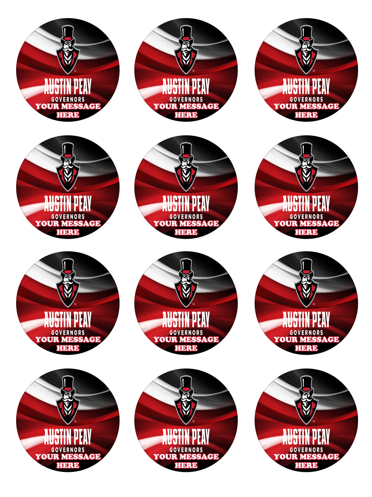 Austin Peay Governors Edible Cupcake Toppers (12 Images) Cake Image Icing Sugar Sheet