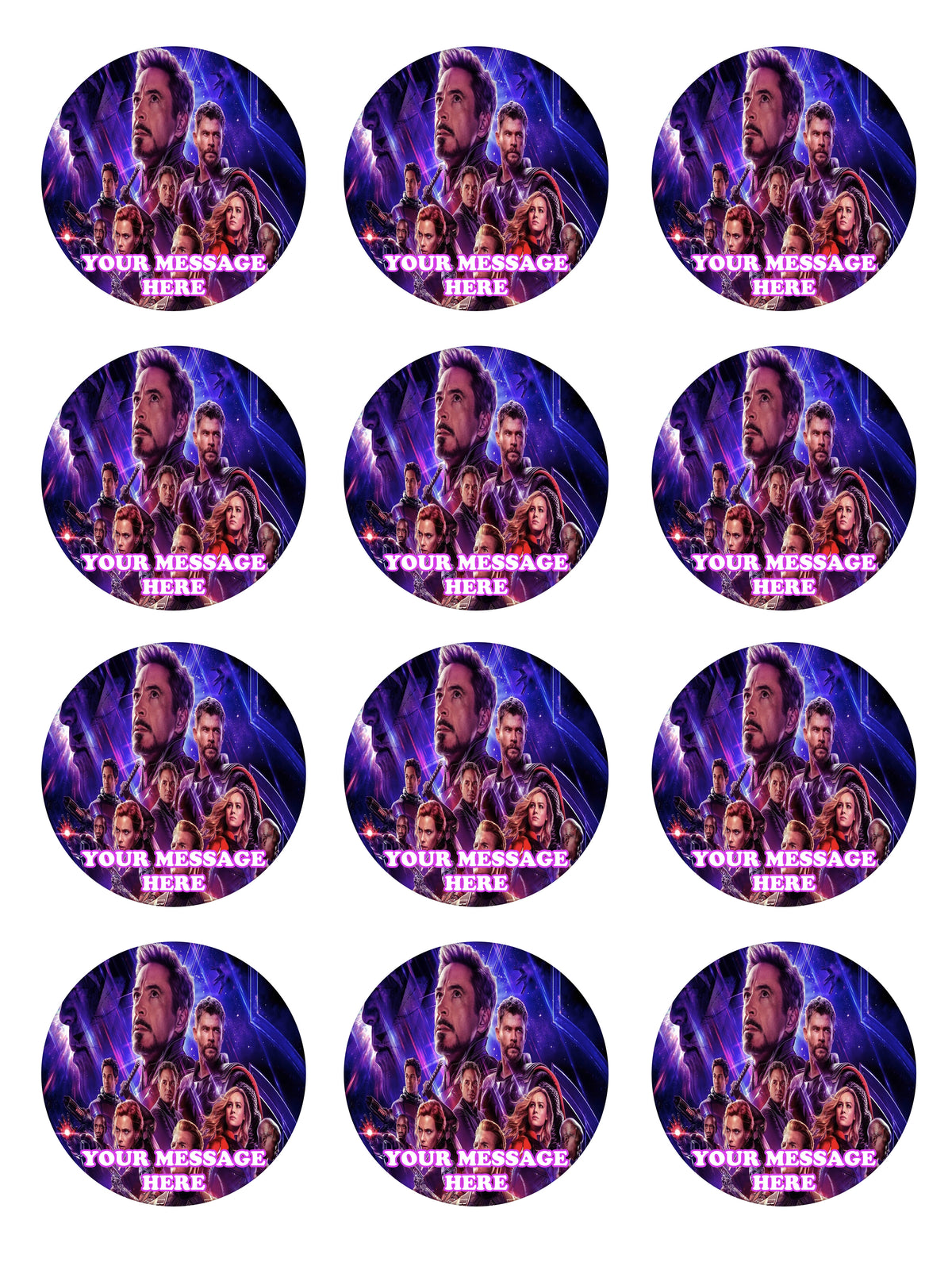 Avengers Endgame Edible Cupcake Toppers (12 Images) Cake Image Icing Sugar Sheet