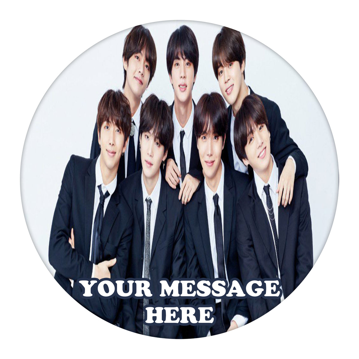 BTS Round Edible Cake Topper
