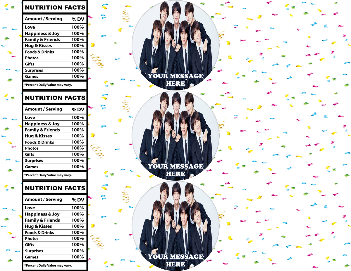 BTS Water Bottle Stickers 12 Pcs Labels Party Favors Supplies Decorations