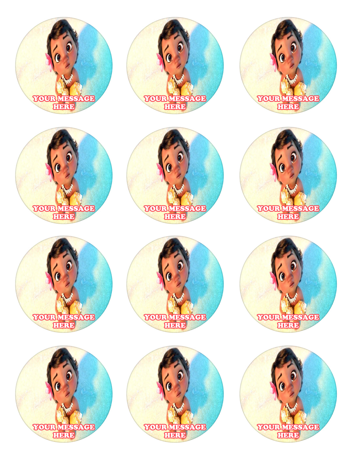 Baby Moana Party Favors Supplies Decorations Stickers 12 Pcs