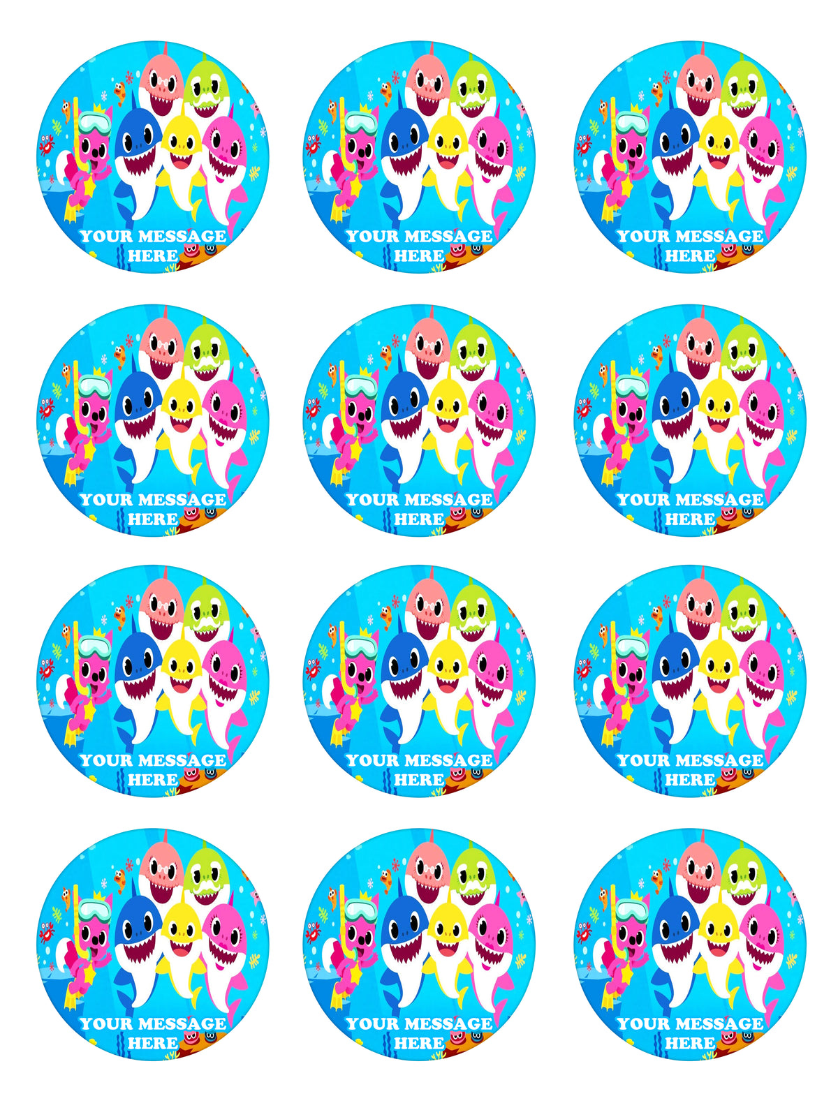 Baby Shark Party Favors Supplies Decorations Stickers 12 Pcs