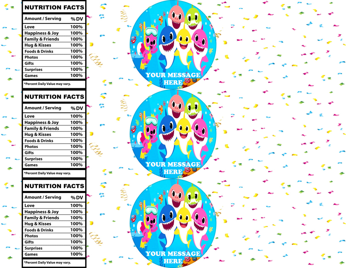 Baby Shark Water Bottle Stickers 12 Pcs Labels Party Favors Supplies Decorations