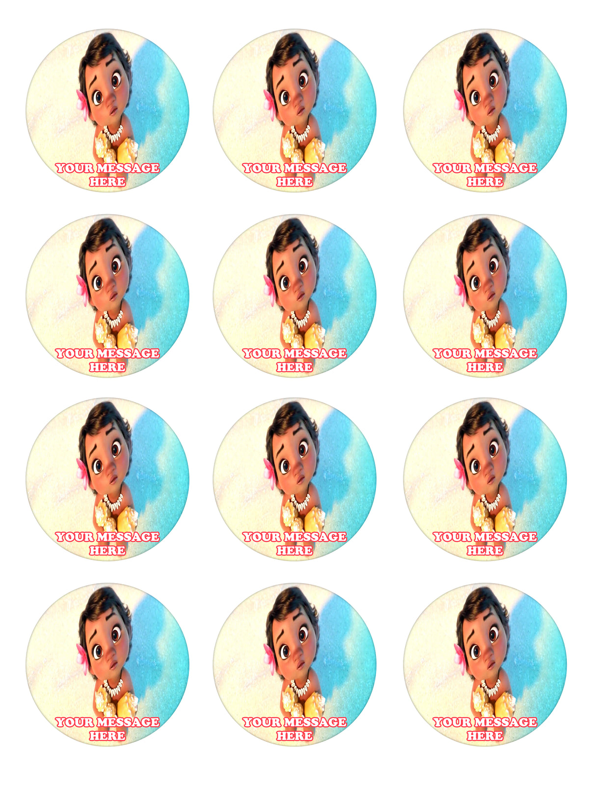 Baby Moana Edible Cupcake Toppers (12 Images) Cake Image Icing Sugar Sheet