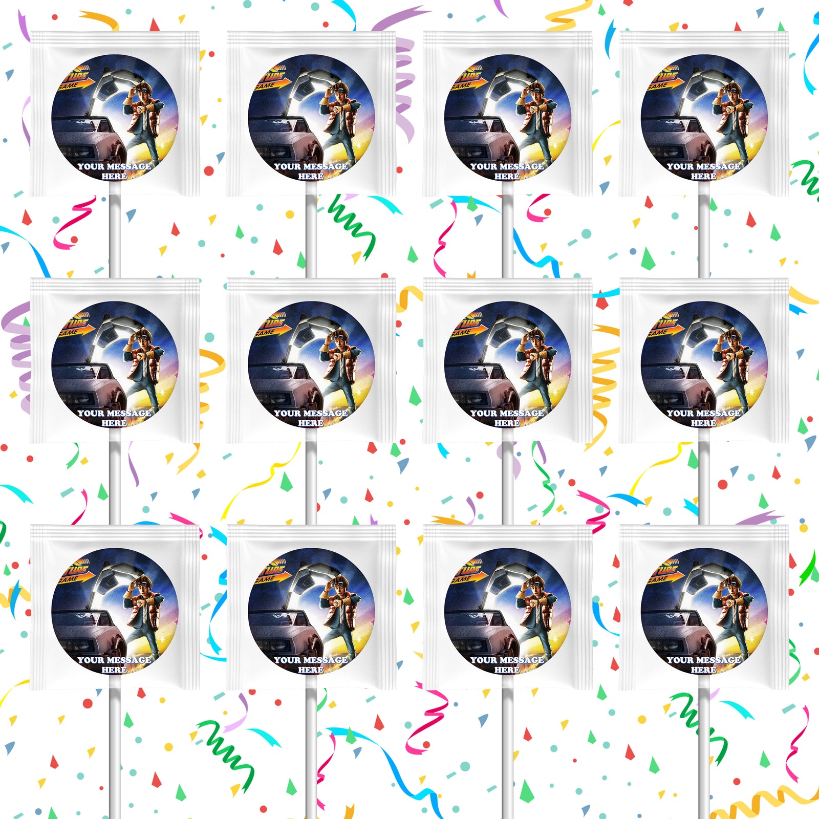 Back To The Future Lollipops Party Favors Personalized Suckers 12 Pcs