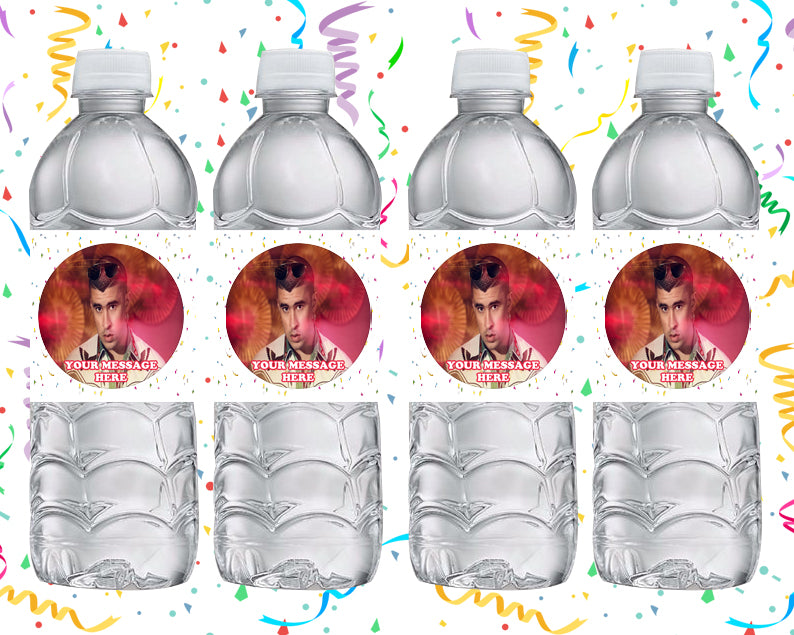 Bad Bunny Water Bottle Stickers 12 Pcs Labels Party Favors Supplies Decorations