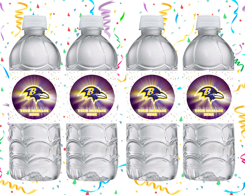 Baltimore Ravens Water Bottle Stickers 12 Pcs Labels Party Favors Supplies Decorations