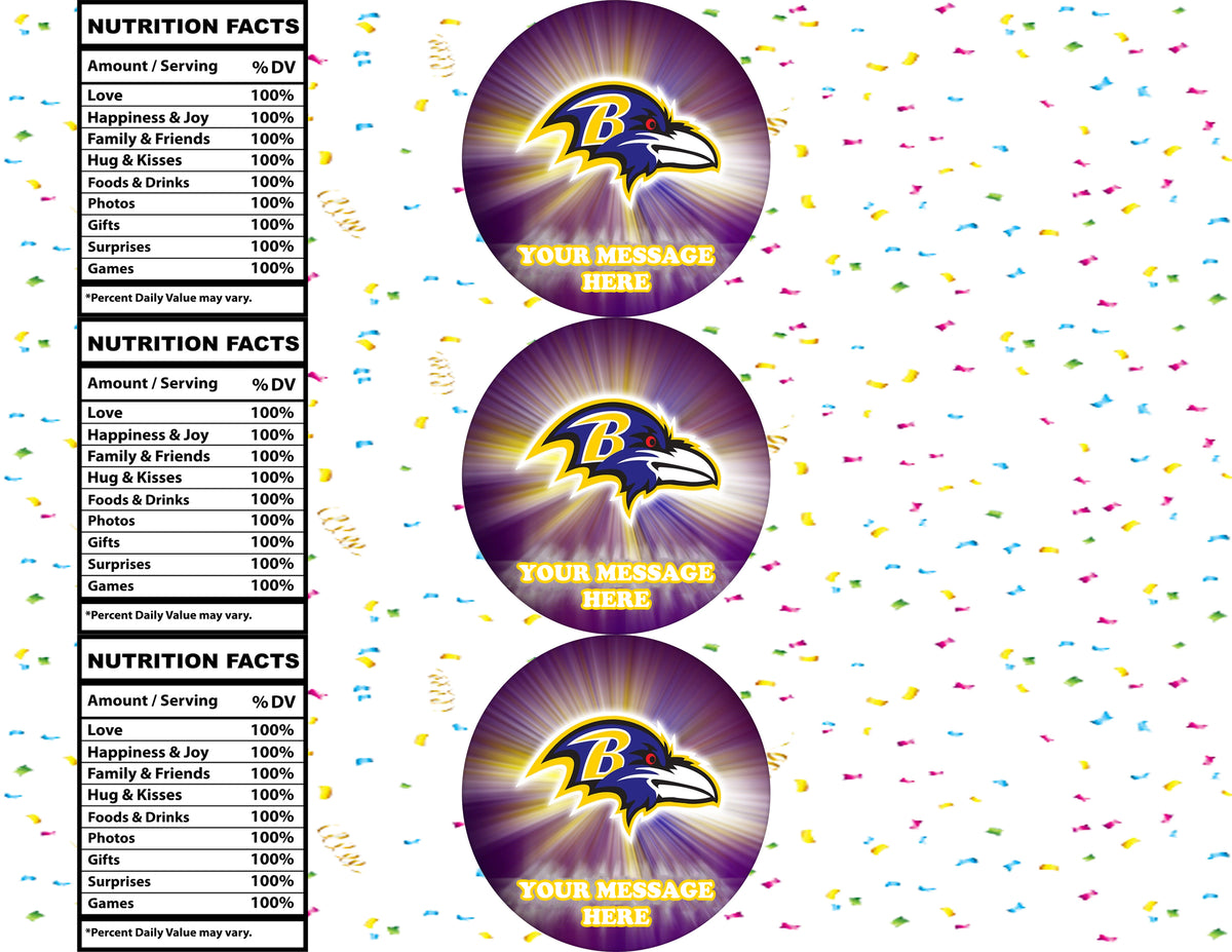 Baltimore Ravens Water Bottle Stickers 12 Pcs Labels Party Favors Supplies Decorations
