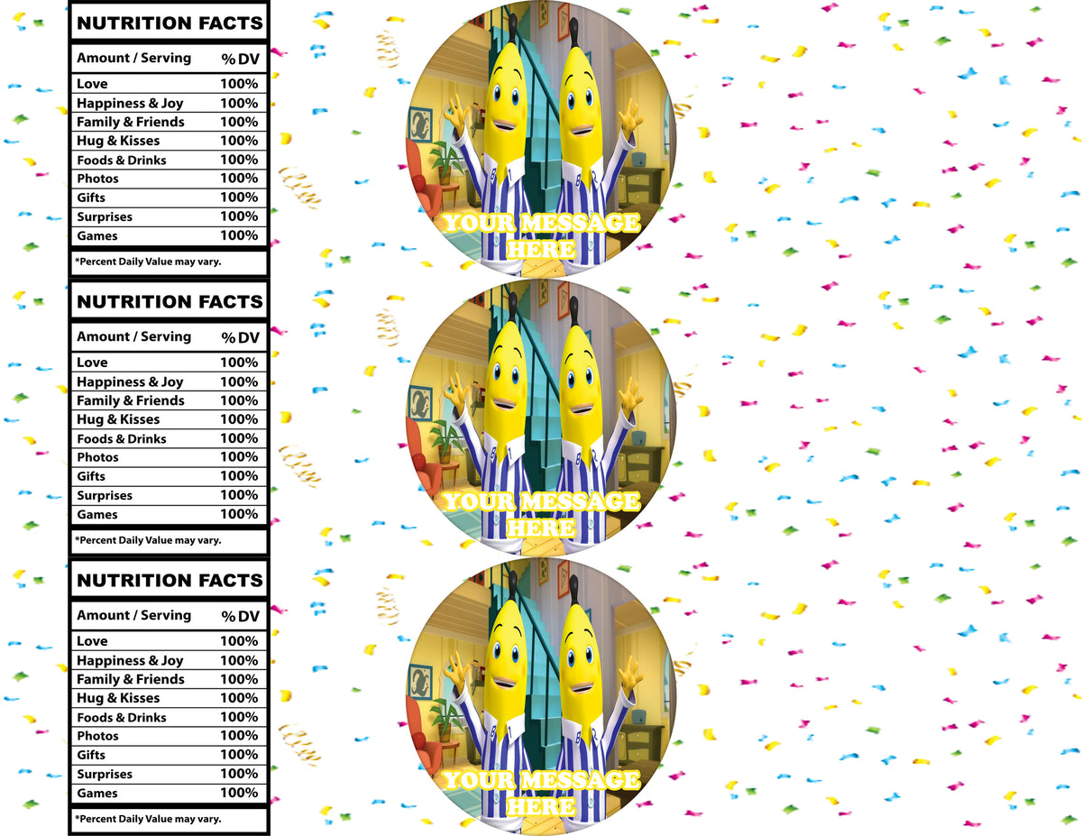 Bananas In Pyjamas Water Bottle Stickers 12 Pcs Labels Party Favors Supplies Decorations