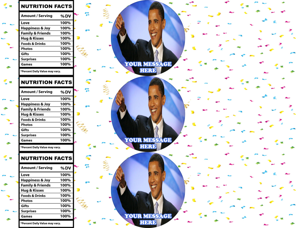 Barack Obama Water Bottle Stickers 12 Pcs Labels Party Favors Supplies Decorations