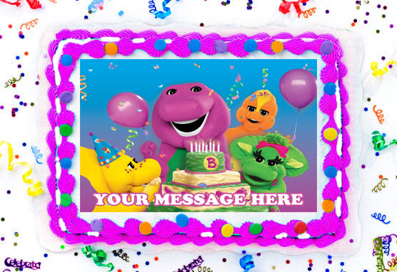 Barney Edible Image Cake Topper Personalized Birthday Sheet Decoration Custom Party Frosting Transfer Fondant