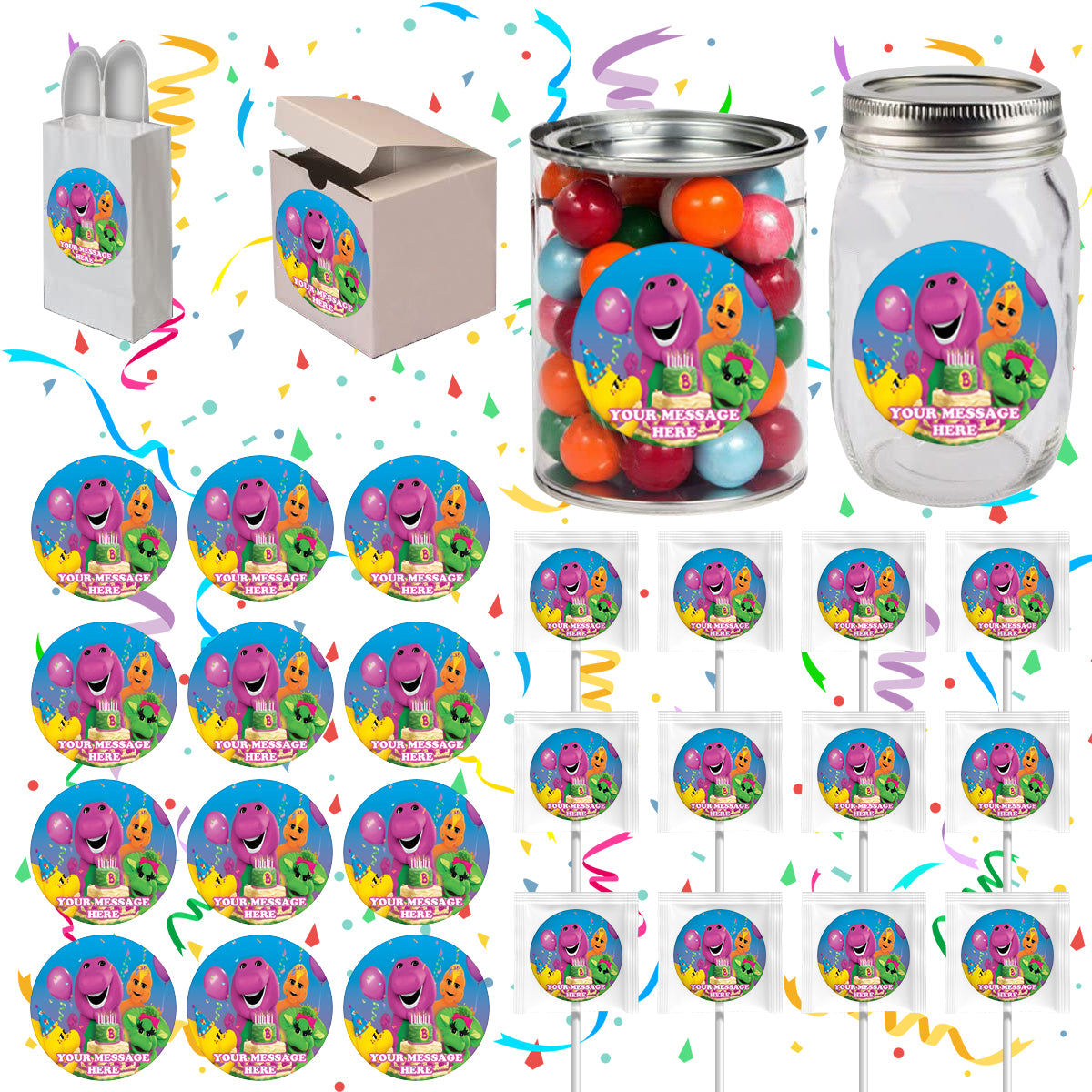 Barney Rocks Stickers Barney Party Favors Supplies Decorations Stickers 12 Pcs - PartyCreationz