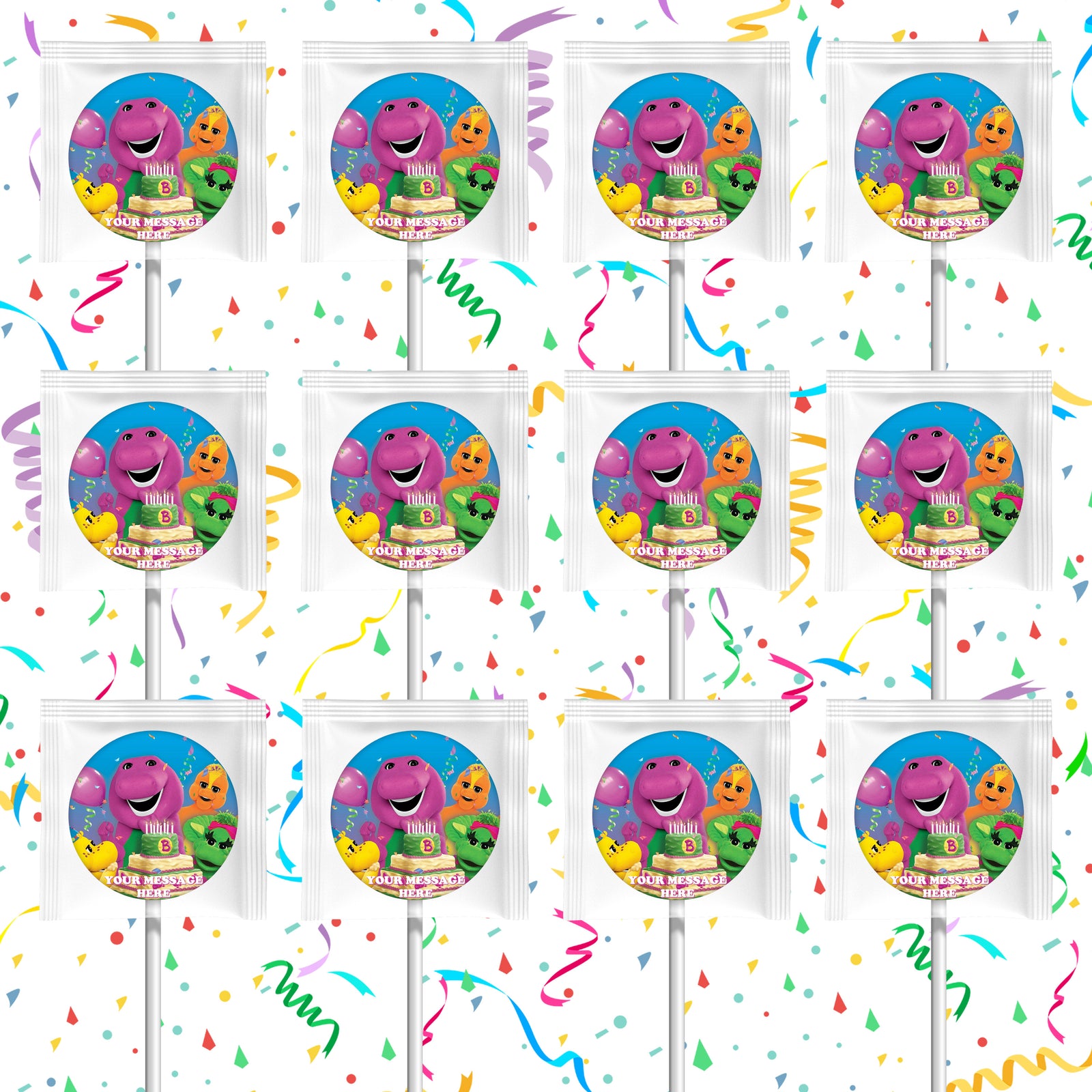 Barney Lollipops Party Favors Personalized Suckers 12 Pcs