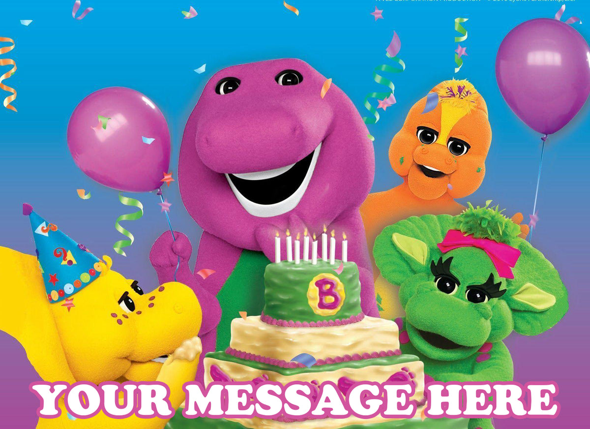 Barney Edible Image Cake Topper Personalized Birthday Sheet Decoration Custom Party Frosting Transfer Fondant