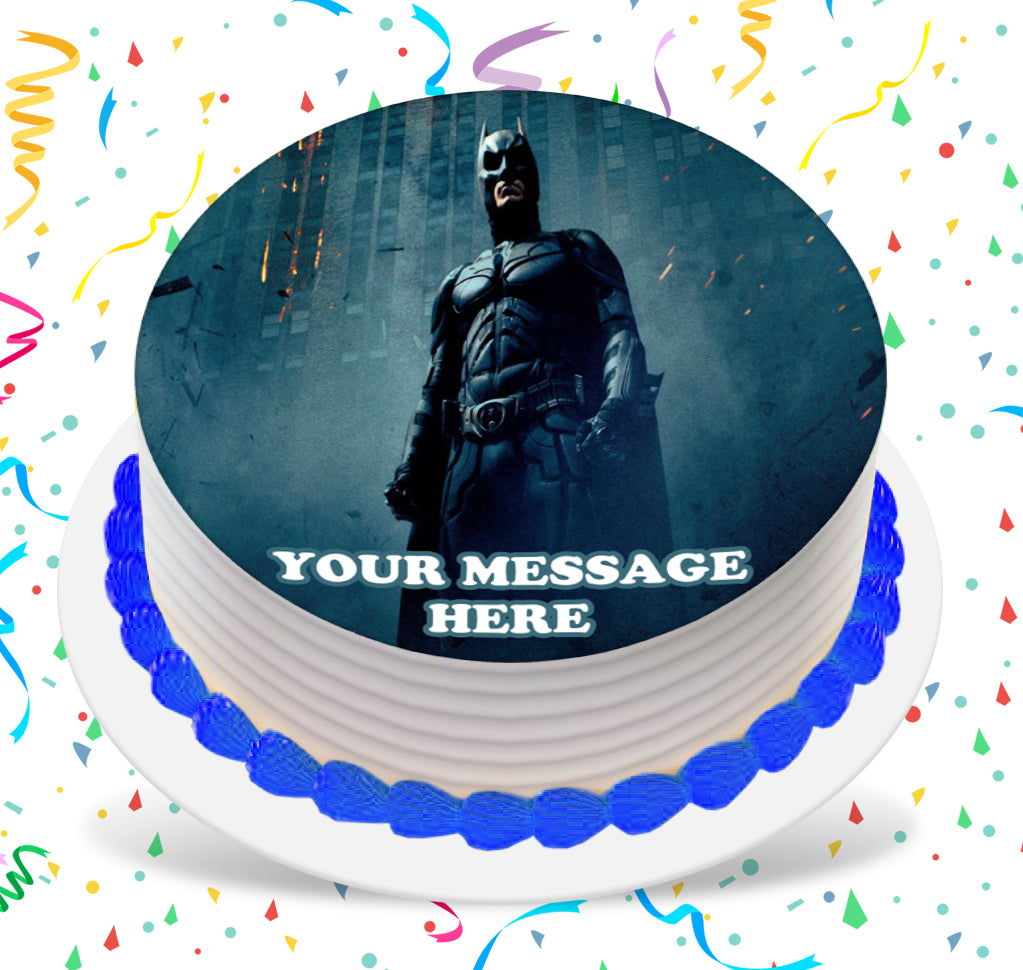 Batman Edible Image Cake Topper Personalized Birthday Sheet Custom Frosting Round Circle