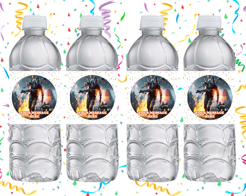 Battlefield Water Bottle Stickers 12 Pcs Labels Party Favors Supplies Decorations