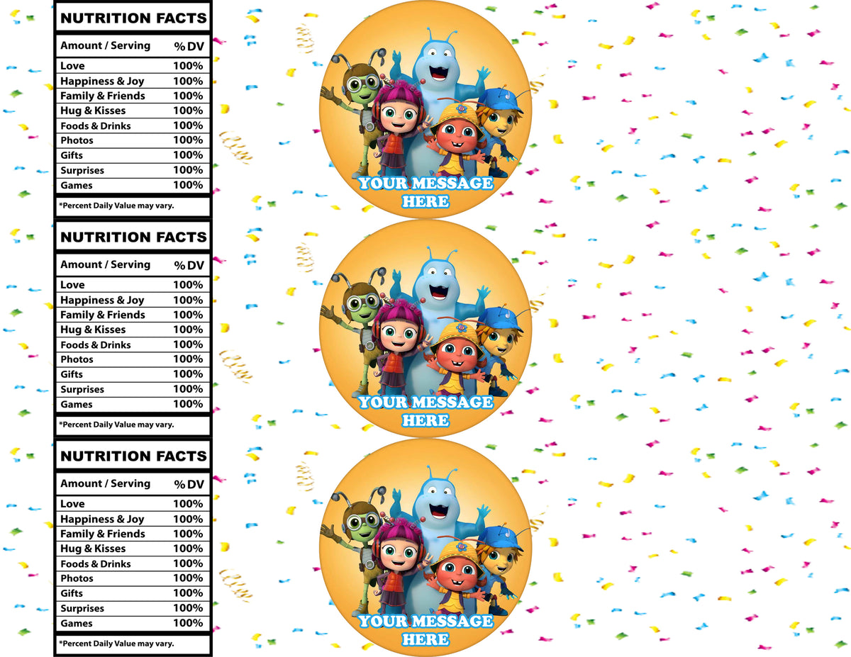 Beat Bugs Water Bottle Stickers 12 Pcs Labels Party Favors Supplies Decorations