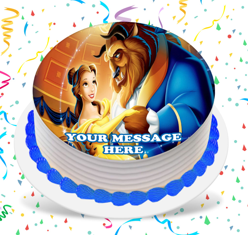 Beauty And The Beast Edible Image Cake Topper Personalized Birthday Sheet Custom Frosting Round Circle