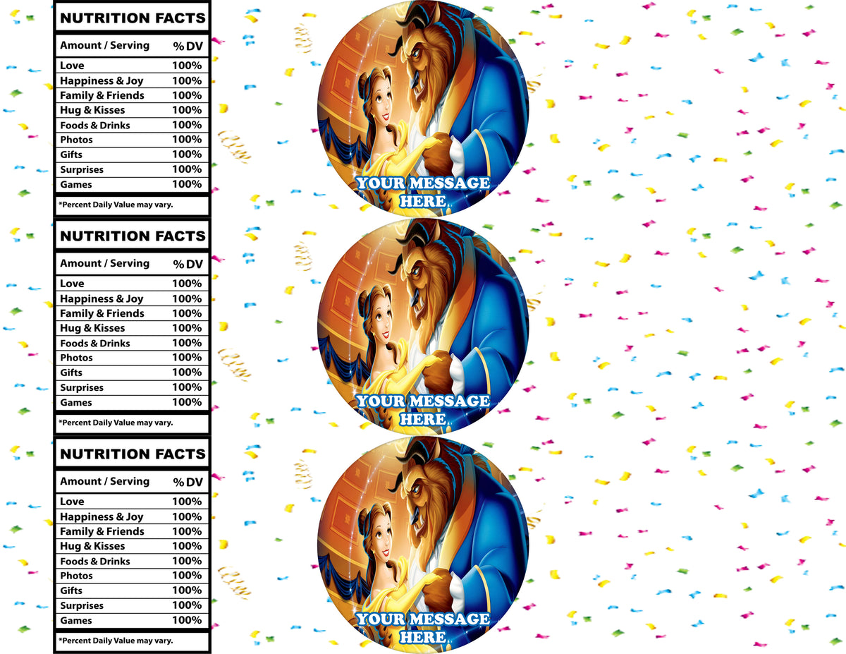 Beauty And The Beast Water Bottle Stickers 12 Pcs Labels Party Favors Supplies Decorations