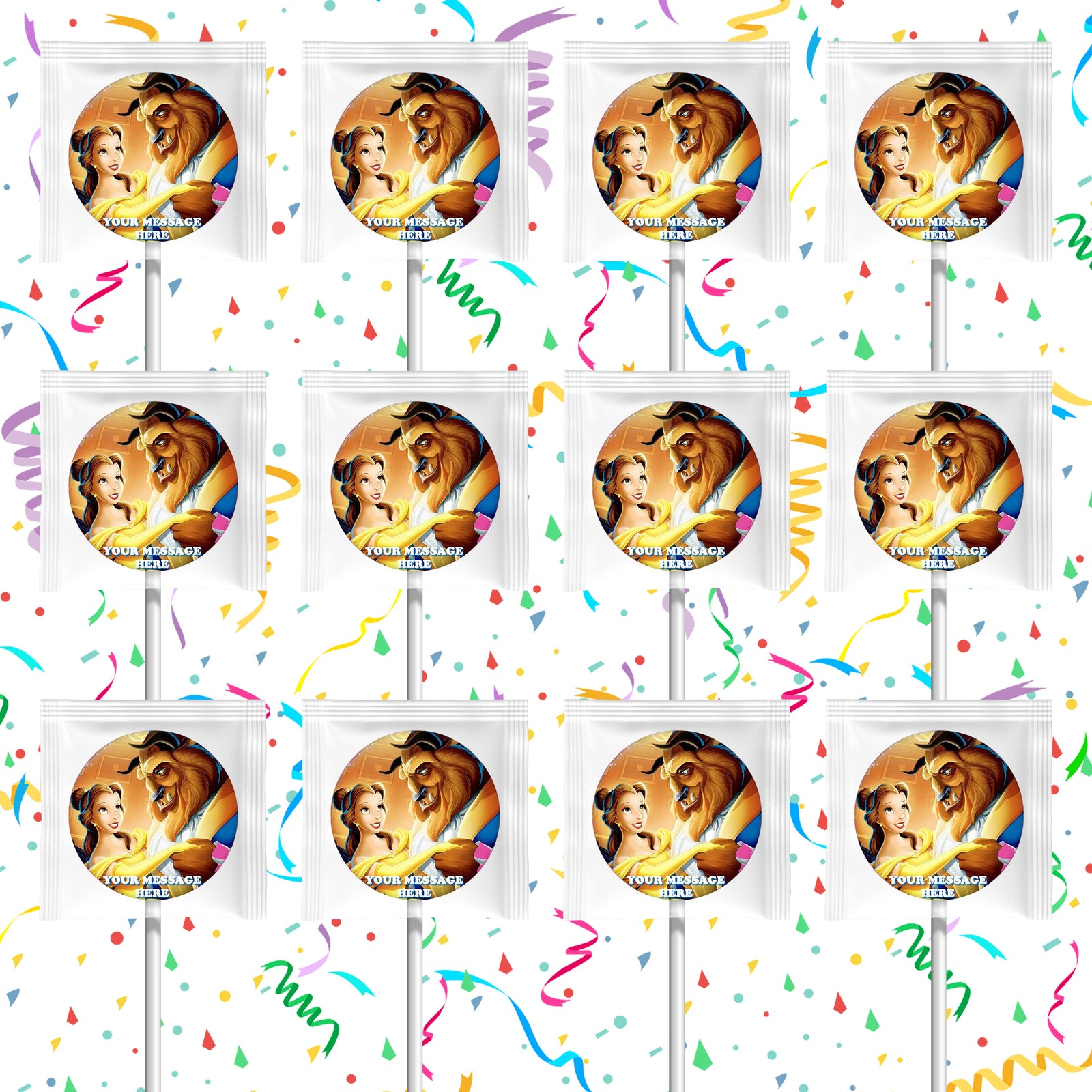 Beauty And The Beast Lollipops Party Favors Personalized Suckers 12 Pcs