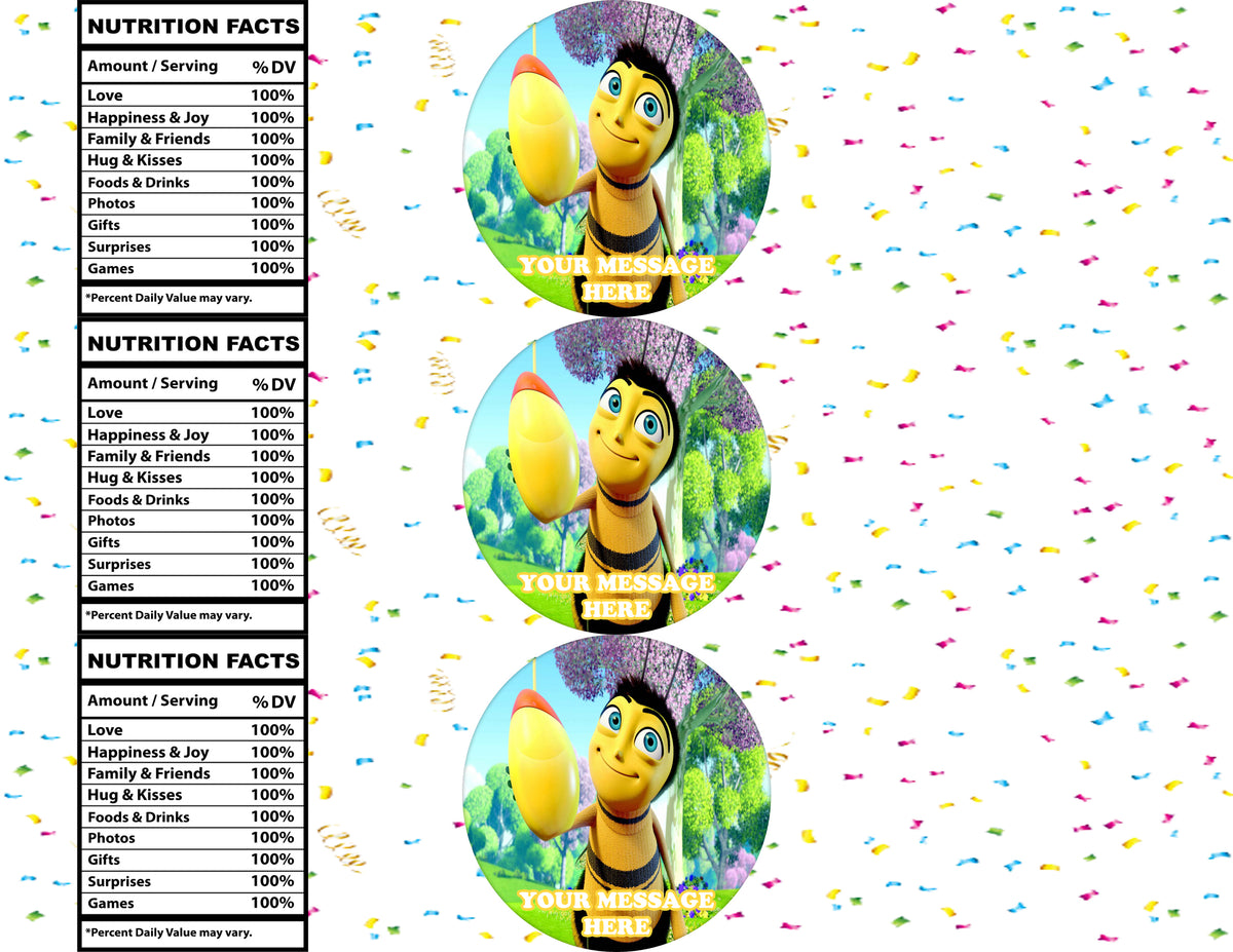 Bee Movie Water Bottle Stickers 12 Pcs Labels Party Favors Supplies Decorations