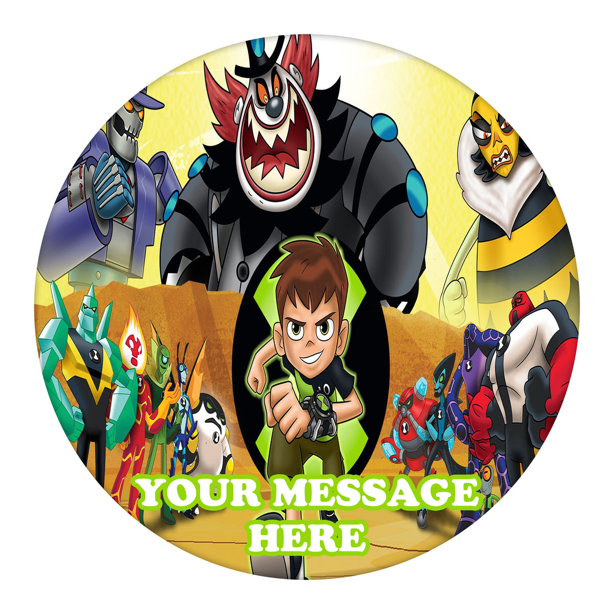 Ben 10 Edible Image Cake Topper Personalized Birthday Sheet Custom Frosting Round Circle