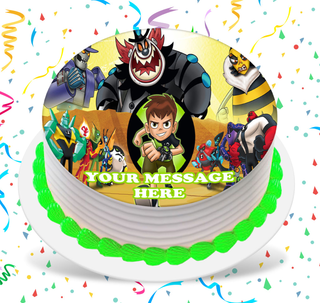 Ben 10 Edible Image Cake Topper Personalized Birthday Sheet Custom Frosting Round Circle