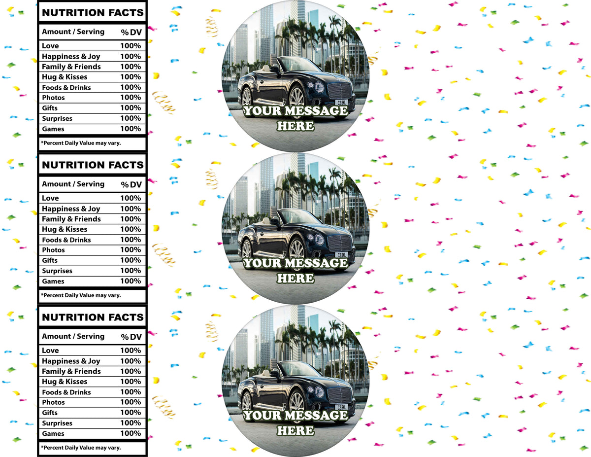 Bentley Water Bottle Stickers 12 Pcs Labels Party Favors Supplies Decorations