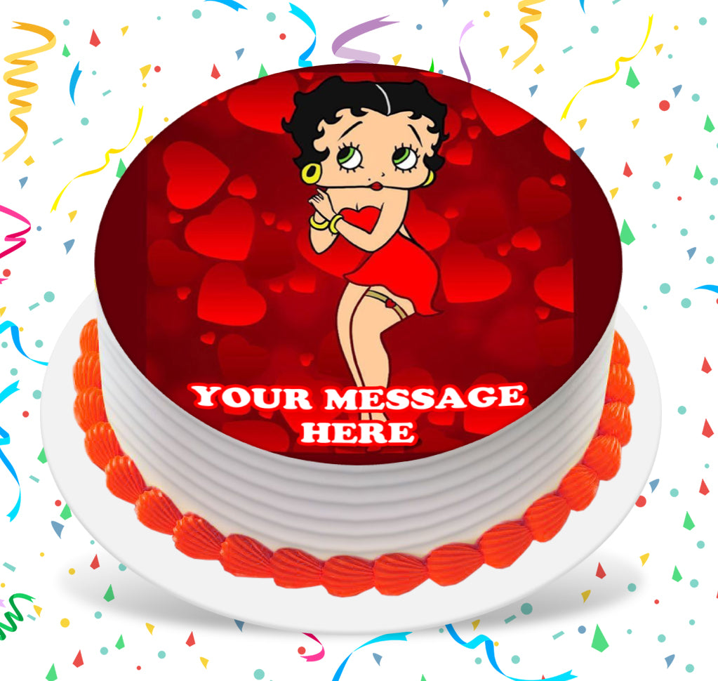 Betty Boop Edible Image Cake Topper Personalized Birthday Sheet Custom Frosting Round Circle