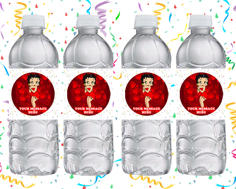 Betty Boop Water Bottle Stickers 12 Pcs Labels Party Favors Supplies Decorations