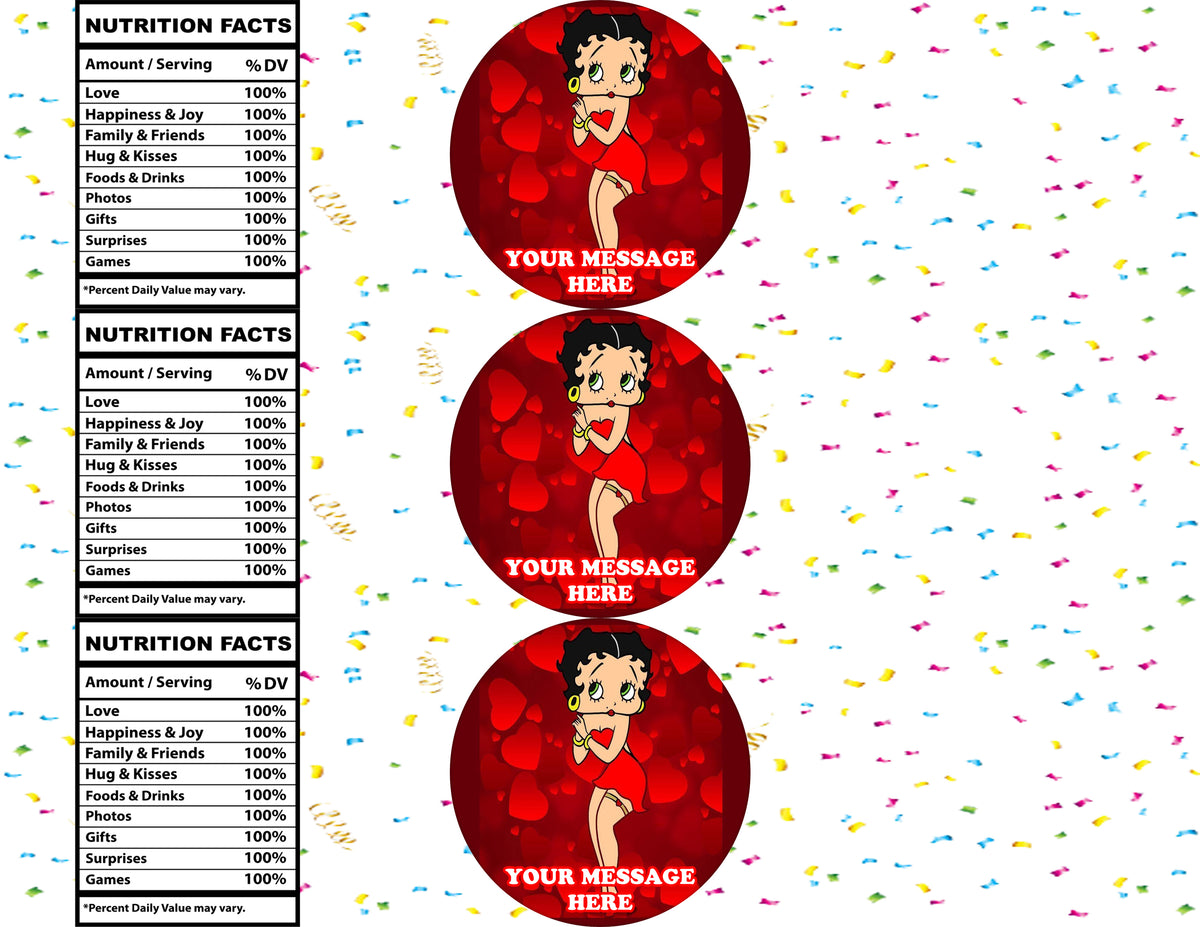 Betty Boop Water Bottle Stickers 12 Pcs Labels Party Favors Supplies Decorations