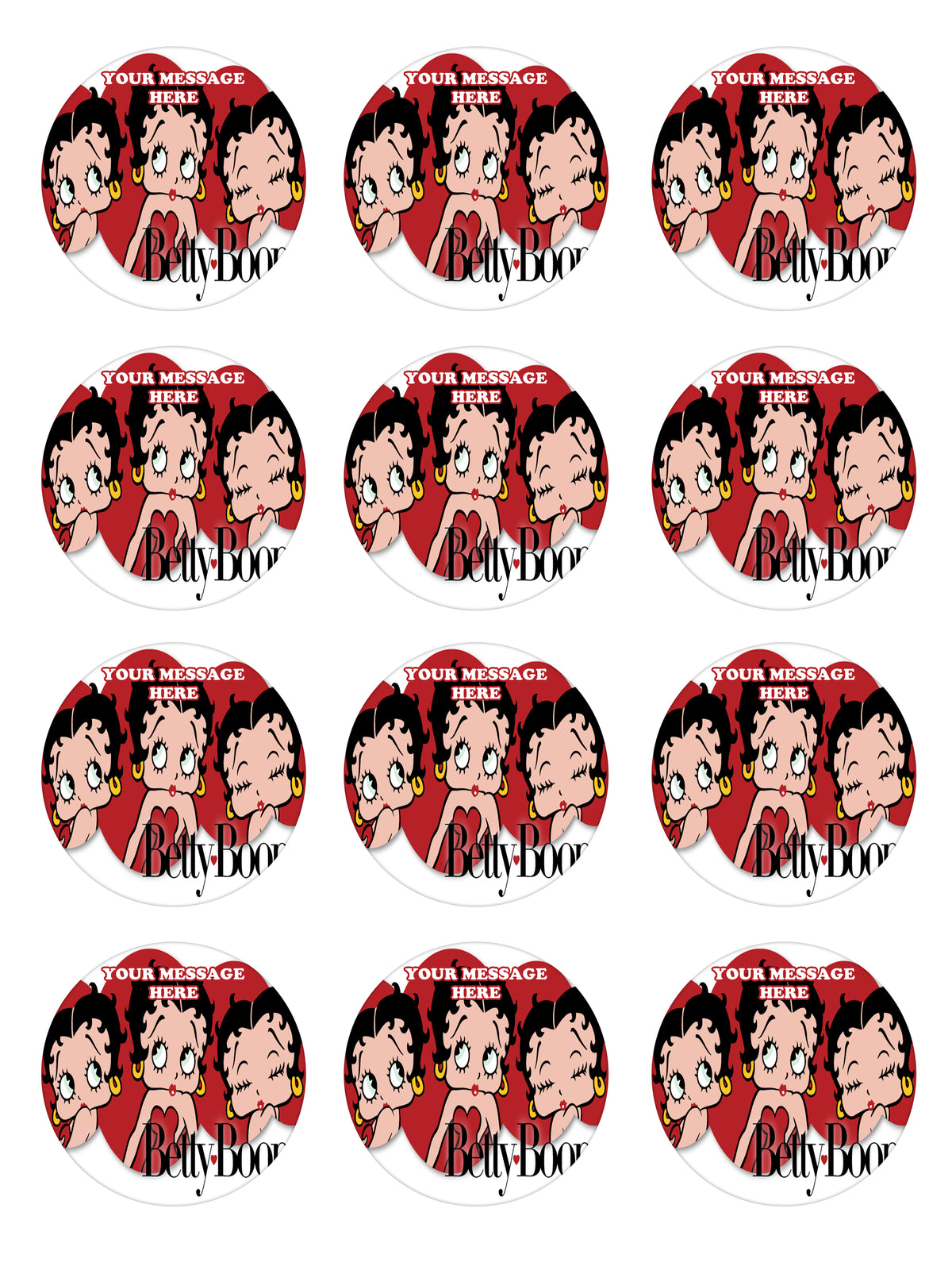 Betty Boop Edible Cupcake Toppers (12 Images) Cake Image Icing Sugar Sheet