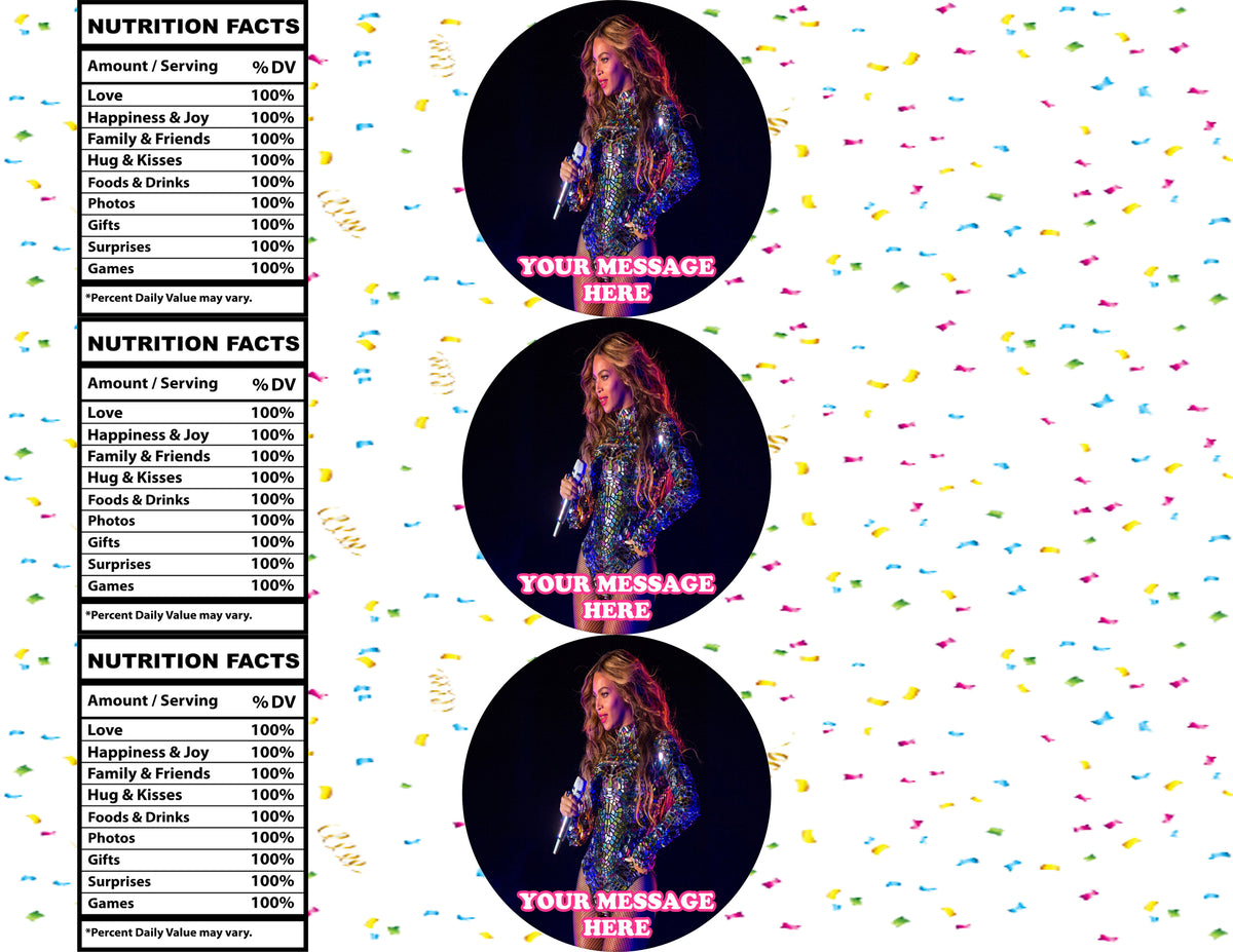 Beyonce Water Bottle Stickers 12 Pcs Labels Party Favors Supplies Deco ...