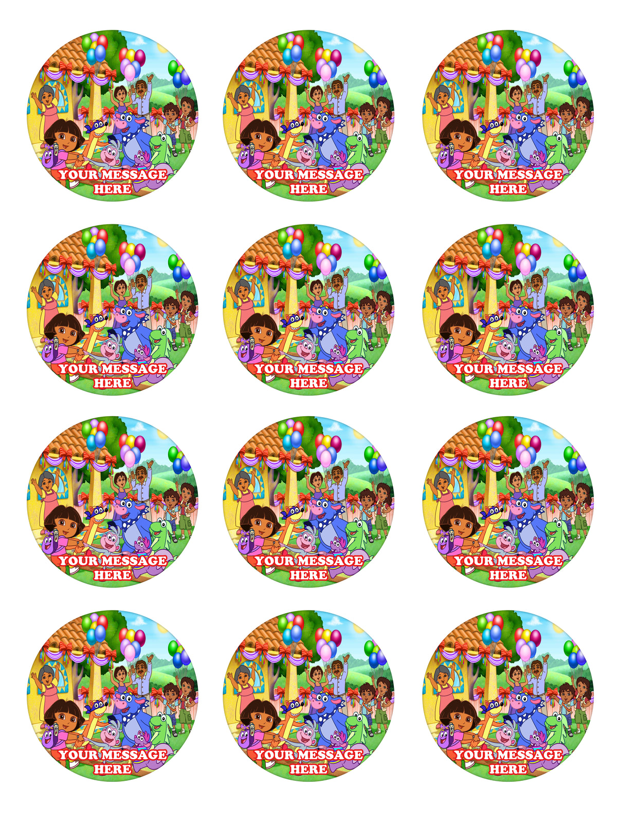 Dora The Explorer Edible Cupcake Toppers (12 Images) Cake Image Icing Sugar Sheet