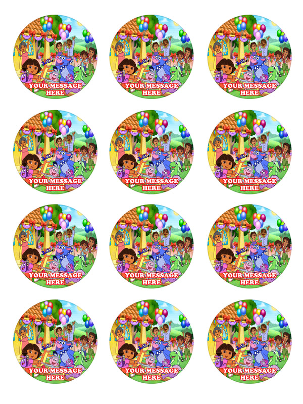 Dora The Explorer Edible Cupcake Toppers (12 Images) Cake Image Icing ...