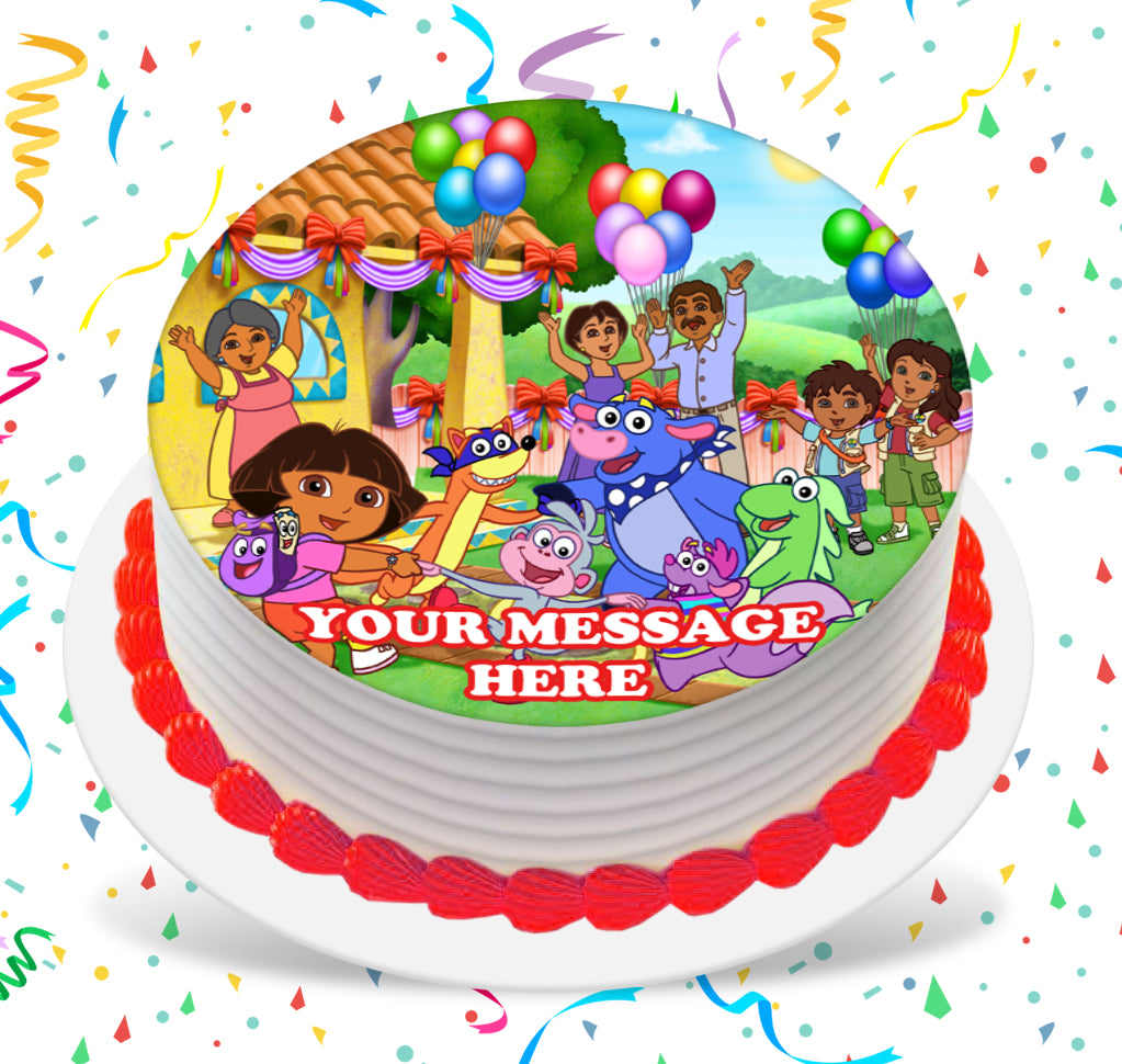 Dora The Explorer Edible Image Cake Topper Personalized Birthday Sheet Custom Frosting Round Circle