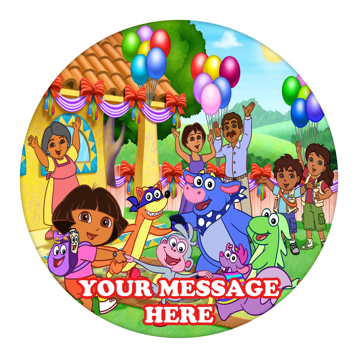 Dora The Explorer Edible Image Cake Topper Personalized Birthday Sheet Custom Frosting Round Circle