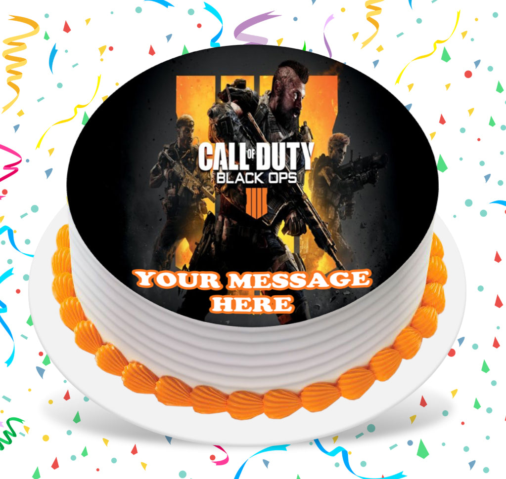 Call Of Duty Black Ops 4 Edible Image Cake Topper Personalized Birthday Sheet Custom Frosting Round Circle